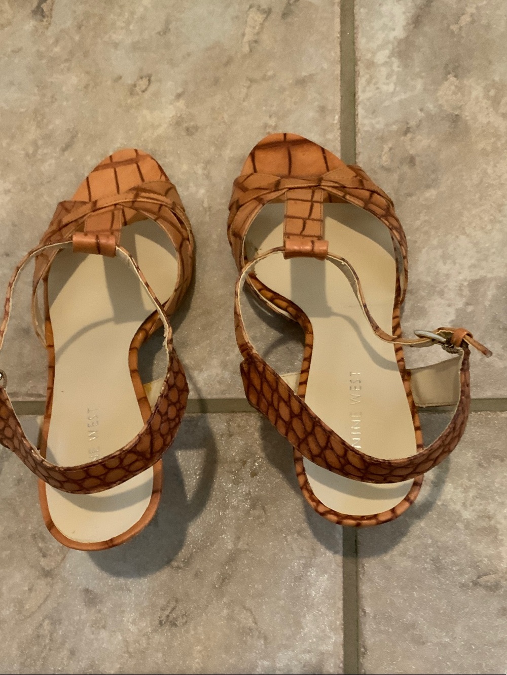 Nine West Leather T-Strap Sandals
